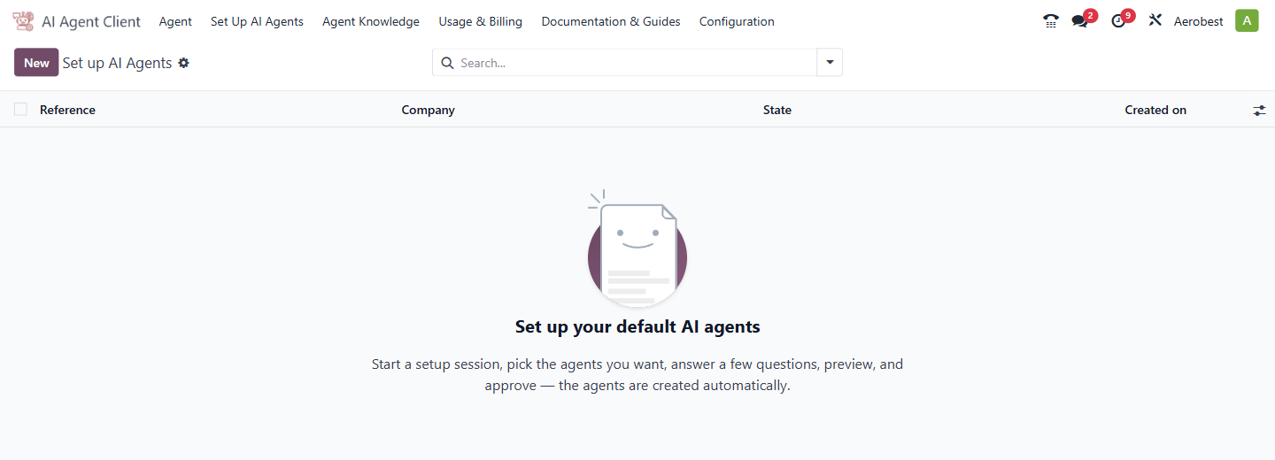 The Set Up AI Agents screen before any setup has been started